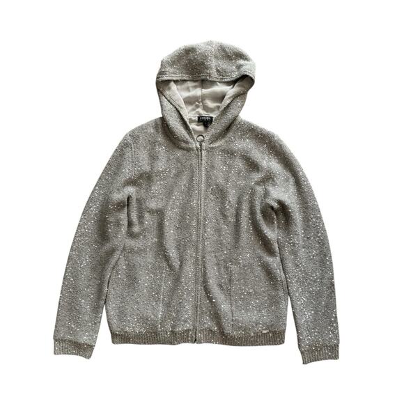 Escada Sport Grey Sequin Hoodie Jacket Size Large - Picture 1 of 13